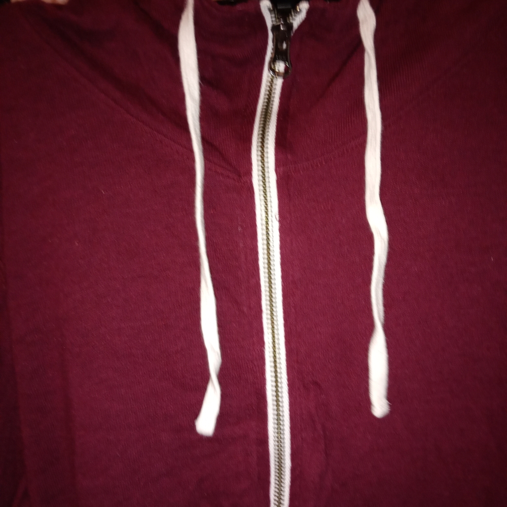 Flirtitude Active Unisex  Flirty  Burgundy Zip-Up And Drawstrings White  Hoodie